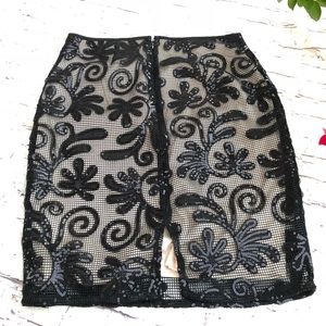 Sienna Sky Sequins on Net Lined Black creme skirt